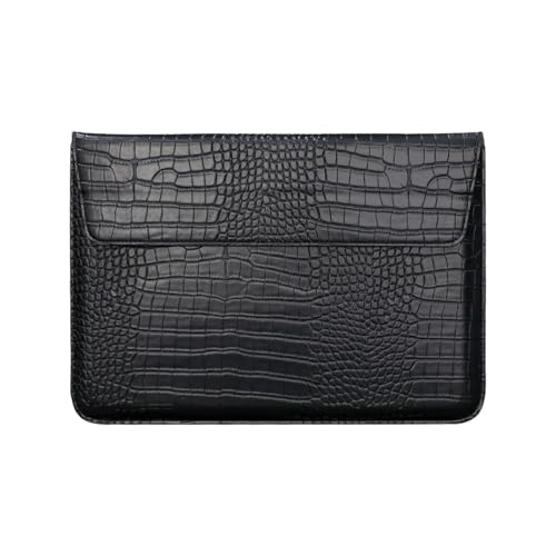 Laptop Sleeve Case 13-13.6 Inch Crocodile PU Leather Flip Cover with Stand Function for 2016-2026 MacBook Neo 13 A18 Pro A3404 Air 13 Pro 13 M5 M4 M3 M2 M1, for HP Dell Lenovo Laptop, Black - color: Black