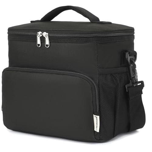 GYEUKHAM Unisex Insulated Lunch Bag, Black, 10.2 x 7.5 x 9 inches, Durable Oxford Fabric, PEVA Lining, 3+ Years - color: Black#2