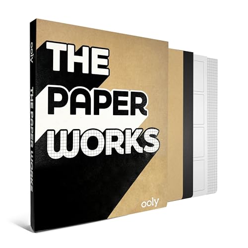 Ooly The Paper Works Sketchbook, 120 Page Mixed Media Pad, White, Black, Grid, Comic, and Kraft Paper, 8 x 10 Inch Drawing & Art Notebook for Kids and Artists - color: White Paper, style: Large (8" x 10")