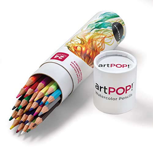 artPOP! Watercolor Pencils, 24 Vibrant Colors, Premium Quality, Hexagonal Grip, Water Soluble Colors for Drawing, Blending, Painting, and Mixed Media - size: 1 Count (Pack of 24)