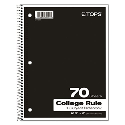 Oxford Spiral Notebook, 1-Subject, College Ruled Paper, 70 Sheets, Color May Vary, 1/Notebook (65021) (Pack of 1) - style: 70 Sheets (College Rule)