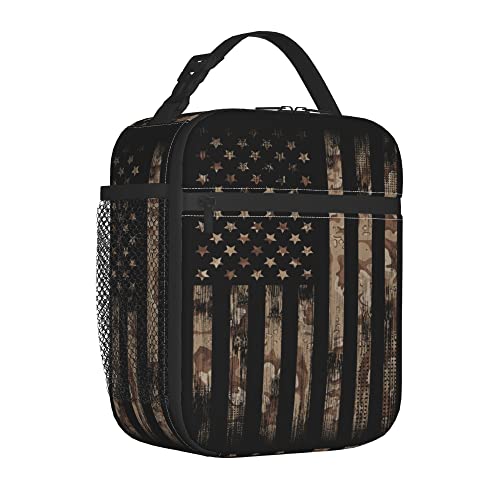 Boys Lunch Box for School Camouflage Flag Lunch Box for Men Kids Insulated Lunch Bag
