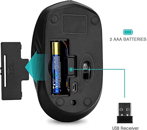Rii Wireless Mouse,2.4G Portable Computer Mice for PC, Laptop, Windows,Office Included Wireless USB dongle (Black+Pink) - color: Black+Pink