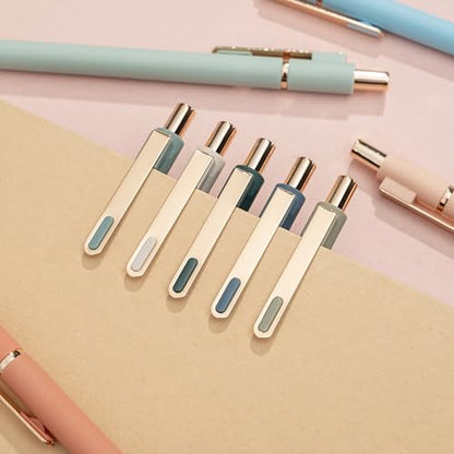 Linbsunne Gel Pens Black Ink Pens for Office 0.5mm Fine Point Pen Smooth Writing Retractable (Metal gold clip-10 pcs) - color: Gold clip-10 pcs