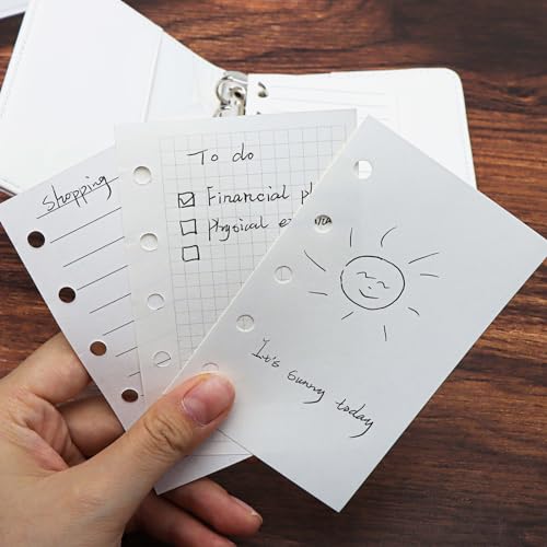 3 Pack A8 Refill Paper Loose Leaf Paper 120 Sheets Refillable Planner Binder Paper M5-5 Hole Mini Binder Paper 2.64''x4.09'' Filler Paper Blank&Grid&Lined - color: Blank&Grid&Lined