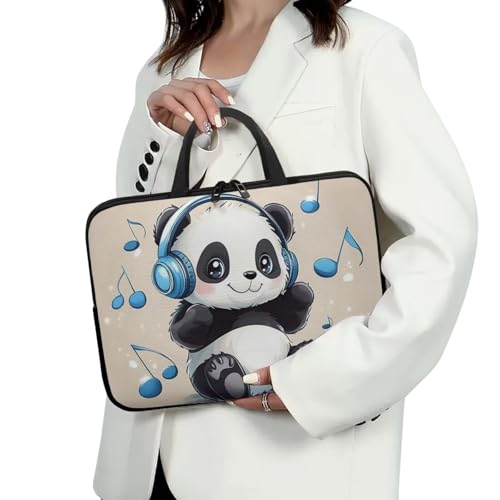 Cute Panda 17 Inch Laptop Sleeve for Women Protective Laptop Tote Bag Cover Compatible with Tablet Notebook Reader Water Resistant Computer Carrying Case with Handle - color: Cute Panda, size: 17inch