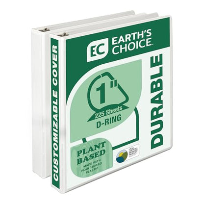 Samsill Earth's Choice, 1" Durable D-Ring View Binder, USDA Certified Biobased, Eco-Friendly, White, 2 Pack - color: White, size: 1-Inch, style: 2 Pack
