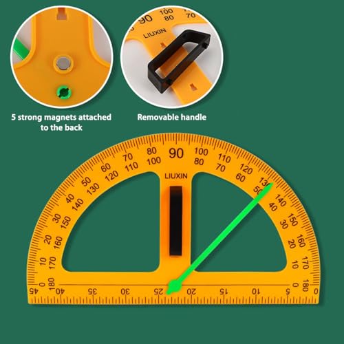 Magnetic Geometry Tool, Protractor, Triangle Rulers Easy Attachment Blackboard Measurement Kit, Teacher Board Protractor Multi-Purpose Kit Large Teaching Aids (Four-Piece Set) - style: Four-piece set