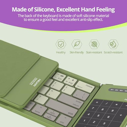 Nillkin Pocket Foldable Keyboard with Touchpad & Wireless Bluetooth, Portable Travel Keyboard for Home or Mobile Office Replaces Keypads and Mouse Combo, Compatible with iPad, Laptop, Tablet - Green - color: Green