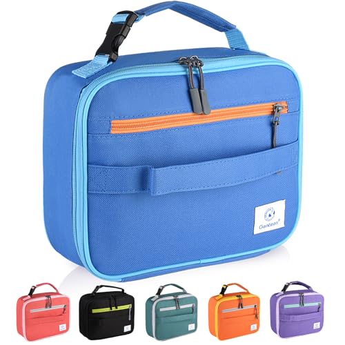 Genteen Kids Insulated Lunch Box for Boys Girls,Back to School,Office | Thermal Meal Tote Kit,Soft Reusable Lunch Bag,Leakproof,Double Zipper,for Work Outdoor,Blue - color: Blue