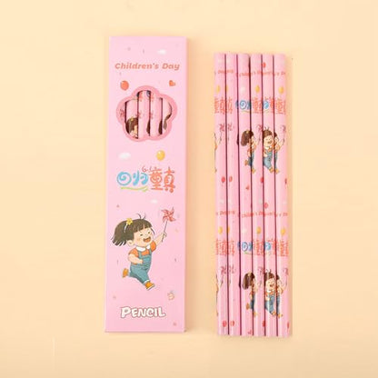 6PCS Wood Pencil Cartoon Pencils Drawing for Class Reward Drawing Sketching School Supplies Ergonomic Hexagonal - color: Creamy Bear