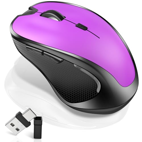 Mouse for MacBook Wireless Bluetooth Mouse Laptop MacBook Air Mac Pro Rechargeable Silent PC iPad Optical Mouse with Jiggler Dual Mode Switch Bluetooth 5.2/3.0 and 2.4GHz USB Type-C Receiver Purple - color: 5.Bluetooth Wireless Mouse (Purple)