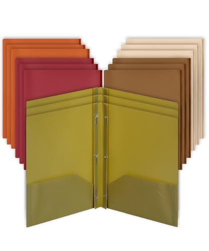 Mr. Pen- Plastic Folders with Pockets and Prongs, 15 Pack, Letter Size | Flexible Plastic Folders with Prongs - color: Autumn Earth Colors, size: 15 Pack