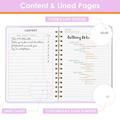 LABUK Spiral Notebook, 160 Pages A5 Lined Hardcover Notebook, 5.5 x 8in Spiral Journal for Women and Man, Work, Writing - color: 5-purple, style: A5