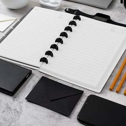 Yoment 2 Pack Discbound Notebook Customizable Spiral Journal Refillable 5 Subject Notebook with Removable Pages 120 Wide Ruled Disc Planner - color: 3 Gold&Black, size: Medium