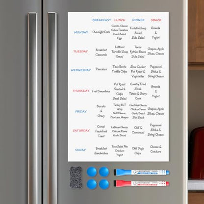 Magnetic Whiteboard for Fridge, 24" x 16" Dry Erase Board Set with Markers & Eraser, Strong Magnet & Stain-Resistant Surface, Fridge Calendar for Notes, Grocery List, Meal Planning & Family Schedule - size: 24"x16", style: 1 Pack