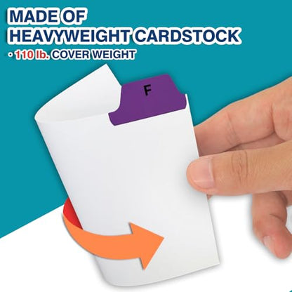 Chell 4"x6" Index Card Dividers, A-Z Tabbed, with Blank Stickers, 1 Set | Bright Colors, Heavyweight, Made of 110 lb. Cover Weight Paper, Alphabetical, Blank Stickers - size: 4"x6"