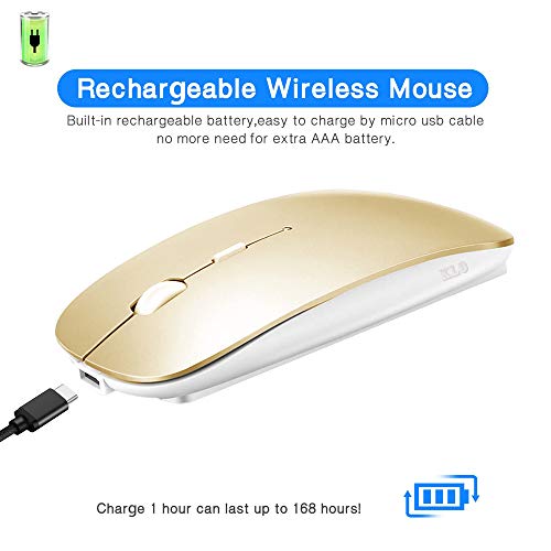 KLO Bluetooth Mouse for MacBook/Laptop/Notebook/pc/iPad/Chromebook, Wireless Mouse for MacBook Pro/AIR (Gold) - color: Gold