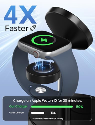 2026 3 in 1 Wireless Charging Station Compatible with MagSafe, 15W Fast Magnetic Mag-Safe Charger Stand for Apple iPhone 17 16 15 14 13 12 Series iWatch AirPods Pro 4 3 2, SilverBlack - color: SilverBlack