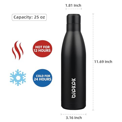 BJPKPK 25oz Insulated Water Bottle Double Wall Vacuum Insulated Stainless Steel Water Bottles for Spots Keep Cold and Hot,Midnight Black - color: Midnight Black, size: 25 Ounces