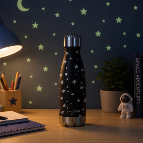 CHILLOUT LIFE 12oz Kids Insulated Stainless Steel Water Bottle, Leak Proof | Small Metal Water Bottle, Keeps Drinks Cold 24H & Hot 12H, Leak-Proof Screw Lid, Perfect for School, Travel & Sports - color: Star Night Sky