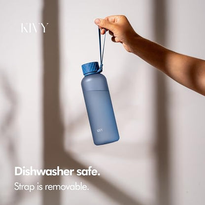 KIVY Slim Water Bottle 22oz [Lightweight & Shatterproof] - Reusable Tritan Water Bottle - Leak Proof Bottle for Women & Men - Water bottle no straw - Dishwasher Safe - BPA Free - Blue - color: 05 Navy Blue, size: 22oz