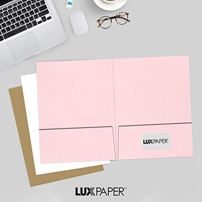LUXPaper 9" x 12" Presentation Folders | Two Pocket | Candy Pink | 100lb. Cover | 10 Qty - color: Candy Pink