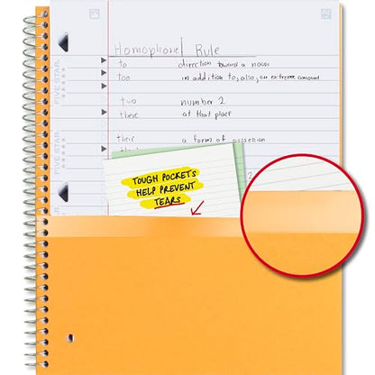Five Star Spiral Notebook + Study App, 3 Subject, Wide Ruled Paper, 8" x 10-1/2", 150 Sheets, Fights Ink Bleed, Water Resistant Cover, Harvest Yellow (73463) (Pack of 6) - color: 09 Yellow, size: 8" x 10-1/2" (Pack of 6)
