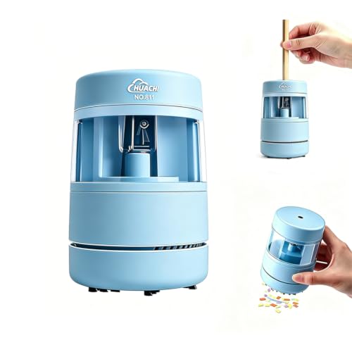 Rechargeable 2-in-1 Electric Pencil Sharpener with Desktop Vacuum, Cordless Automatic Sharpener with Visual Large Capacity Shavings Bin, Extra Replacement Blade for Students Artists Home Office, Blue - color: Blue