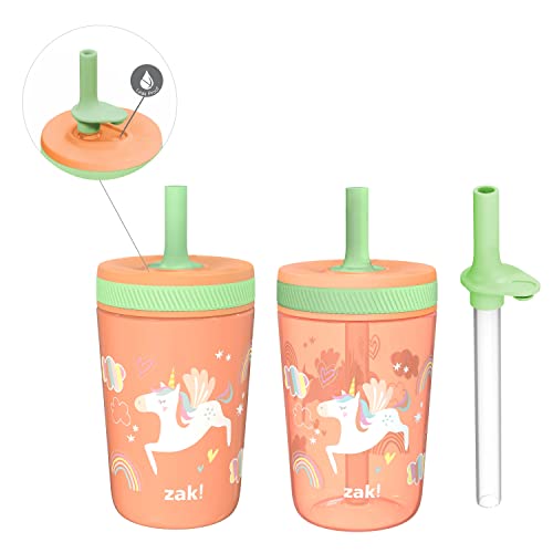 Zak Designs Unicorn Kelso Tumbler Set,Leak-Proof Screw-On Lid with Straw, Bundle for Kids Includes Plastic and Stainless Steel Cups with Bonus Sipper, 3pc Set, Non-BPA - color: Unicorn, size: 3 Piece Set (Pack of 1)