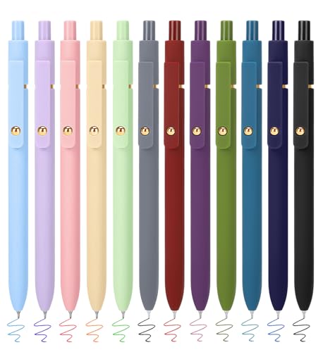 FIOVER Colored Pens, 12 Pack Colorful Gel Pens, Quick-Dry 0.7mm Medium Point for Journaling, Note Taking, Doodling, Aesthetic Office School Supplies, Gifts for Women Men（12PCS Aesthetic+Vintage） - color: 12PCS Aesthetic+Vintage