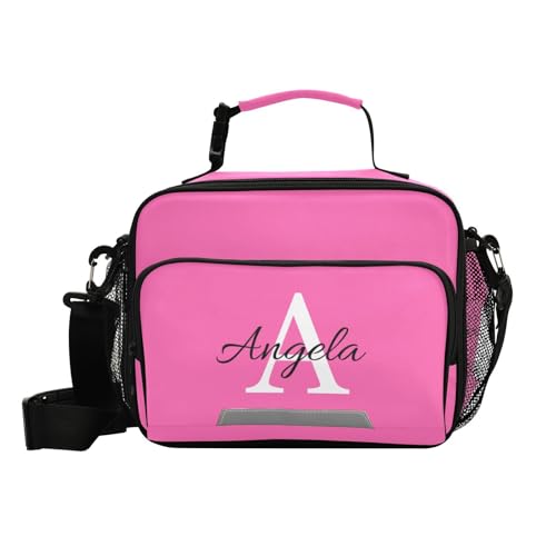 Custom Student Lunch Bag for Boys Girls Hot Pink Personalized Name Lunch Box Insulated Cooler Bag for School Picnic Office - color: Multi07