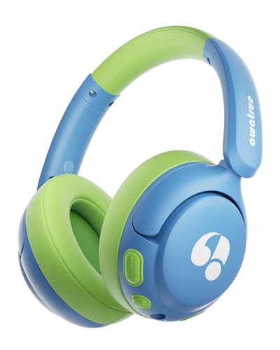 awatrue Kids Bluetooth Headphones, 85dB Volume Limiter, Foldable Wireless Over-Ear Headphones for iPad, Travel, 75H Playtime, Bluetooth 5.4, Built-in Mic, Blue Green - color: Blue-Green