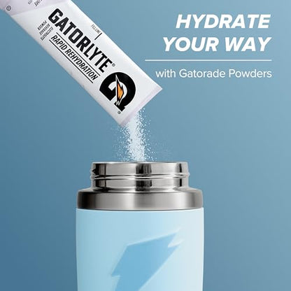 Gatorade 'Overtime' 22oz Stainless Steel Water Bottle, Straw Cap, Blue - color: Light Blue, size: 22 Ounces, style: Straw Cap