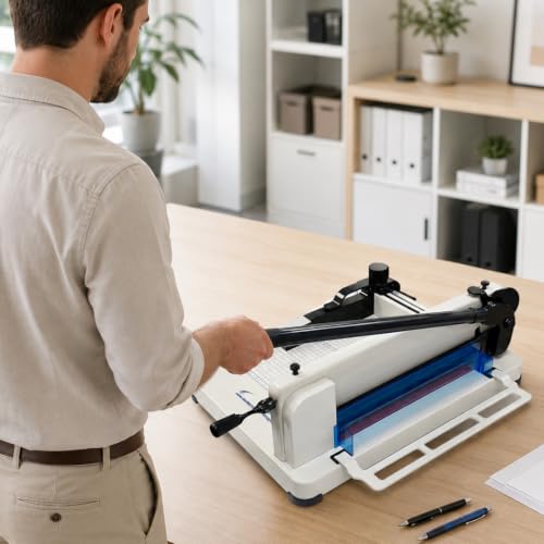 HFS(R) Heavy Duty Guillotine Paper Cutter 400 Sheet Capacity | Solid Steel Construction (A4-12'' Paper Cutter) - size: A4-12'' paper cutter