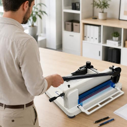 HFS(R) Heavy Duty Guillotine Paper Cutter 400 Sheet Capacity | Solid Steel Construction (A4-12'' Paper Cutter) - size: A4-12'' paper cutter