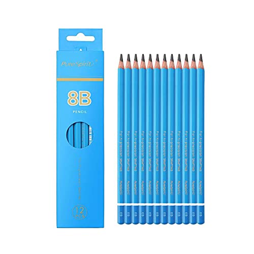 Sketch Pencils for Drawing 8B, 12pcs Professional Art Drawing Pencils for Shading, Sketching & Doodling | Graphite Pencil for Artists & Beginners - style: 8B 12pcs