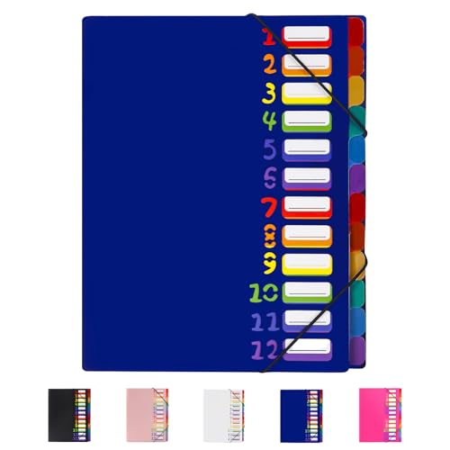 24 Pockets Expanding File Folder Organizer,Accordion File Organizer | A4 Letter Size ,Rainbow Tab, for Home/Office/School Document Organizer (blue) - color: Blue