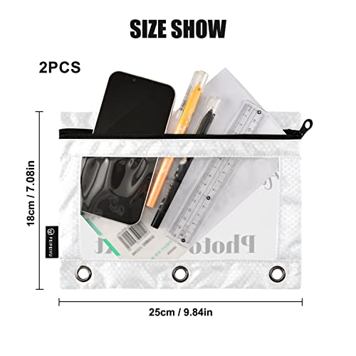 Personalized Binder Pouches,Custom Pencil Pouch for 3 Ring Binder 2 Pack Clear Pencil Bag with Zipper for Office School Supplies - color: Custom