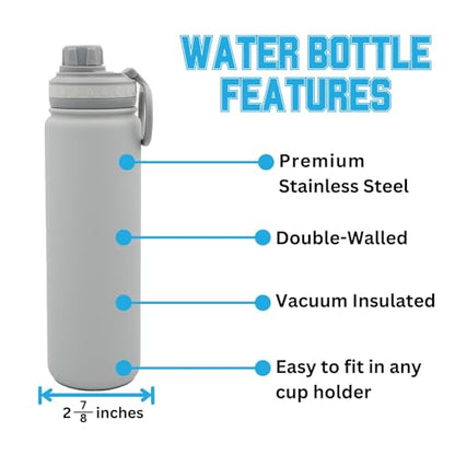 Oregon Water Bottle - Gray Double Walled Stainless Steel 24 oz Keeps Drinks Cold or Hot - color: Oregon Ducks - Gray