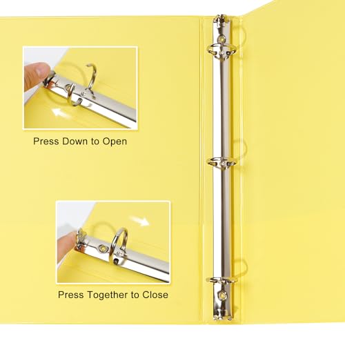 COMIX Standard 3 Ring Binder 1 inch with Clear View Cover, 1" Round Ring View Binder Holds 200 Sheets of US Letter Size Paper, 6 Pack (Lemon Yellow) - color: Lemon Yellow, size: 1 inch