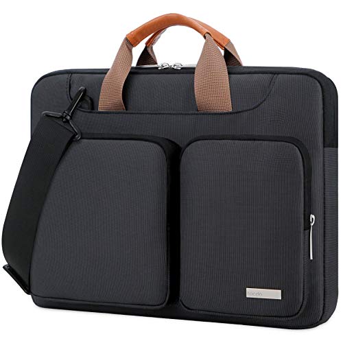 Lacdo 360° Protective Laptop Shoulder Bag, 14 Inch Laptop Sleeve Case for HP Lenovo Dell ASUS Acer Chromebook 14, HP Stream, Dell Inspiron, Lenovo IdeaPad, Acer Spin, ASUS ZenBook Computer Bag, Black - color: Black, size: 14 Inches