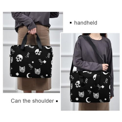 Skull Cat Moon Laptop Case 15.6 inch Computer Bag | Waterproof Laptop Briefcase Laptop Bag for Women & Men - color: Skull Cat Moon