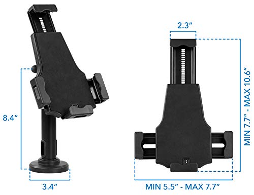 Mount-It! Universal Tablet POS Kiosk Stand with Cable Lock & Wall Mount Bracket, Adjustable Clamp for 7.9"–11" Tablets (Fits 5.3"–7.8" W x 7.8"–10.6" L), Compatible with iPad, Galaxy Tab & Surface Go - size: Counter - Bolt-on Base