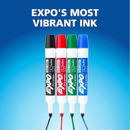 EXPO Dry Erase Markers, Low Odor Ink, Bullet Tip, 4 Count - Whiteboard, Calendar, Organization, Essential Supplies for Office, School, Classroom, Teachers