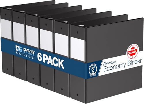Premium Economy 6-Pack 3-Ring Binders for School or Office, Round-Ring Binders, 3 Inch, Black - color: Black, size: 3 Inch