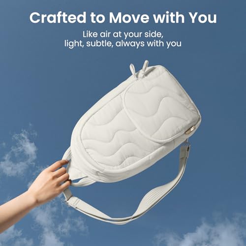 tomtoc 10L Puffy Sling Backpack with Padded Compartment for MacBook Neo A18 | Lightweight Quilted Crossbody Bag for 11-inch iPad Air/Pro, Nintendo Switch 2, Puffer Travel Chest Daypack for Women Girls - color: Snowberg