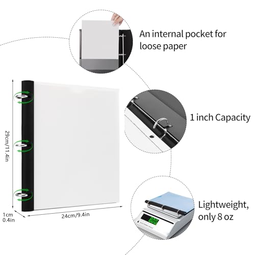 360 Degree Pivotable Binder, Upgraded 3 Ring Binder 1 inch, Flexible Binders 3 Ring, Foldable Three Ring Binders- White - color: White, style: 1 PCS Customizable Cover