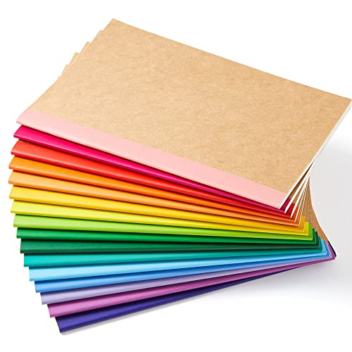 feela 16 Pack Composition Notebooks Bulk, Kraft Cover Lined Blank College Ruled Composition Travel Journals with Rainbow Spines For Women Students Business, 60 Pages, 8.3”x 5.5”, A5, 16 Colors - color: 16 colors X1