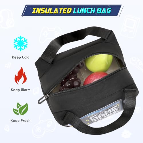 Scothen Boys Backpack, Cool Luminous School Backpacks for Boys with Lunch Bag Pencil Case, Kids Backpack Kindergarten Elementary Middle School Book Bags for Teen Boy Children with USB Charging Port - color: Black